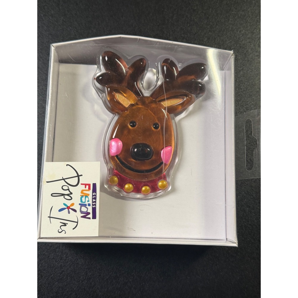 Demdaco Glass Fusion Pop-Ins Reindeer Icon Lori Siebert Silvestri Christmas J8